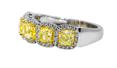 18KWY Fancy Yellow and White Diamond Ring