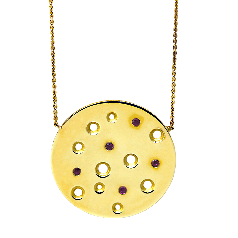 Disk Necklace with Rubies