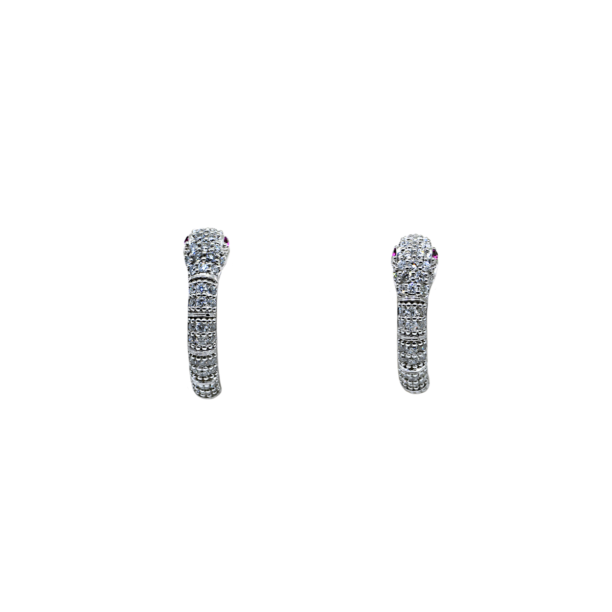 Pave Diamond Snake Hoop Earrings