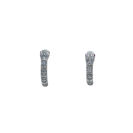 Pave Diamond Snake Hoop Earrings
