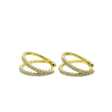 Yellow Gold Diamond Double Hoop Earrings