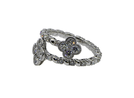 Diamond Clover Bypass Ring