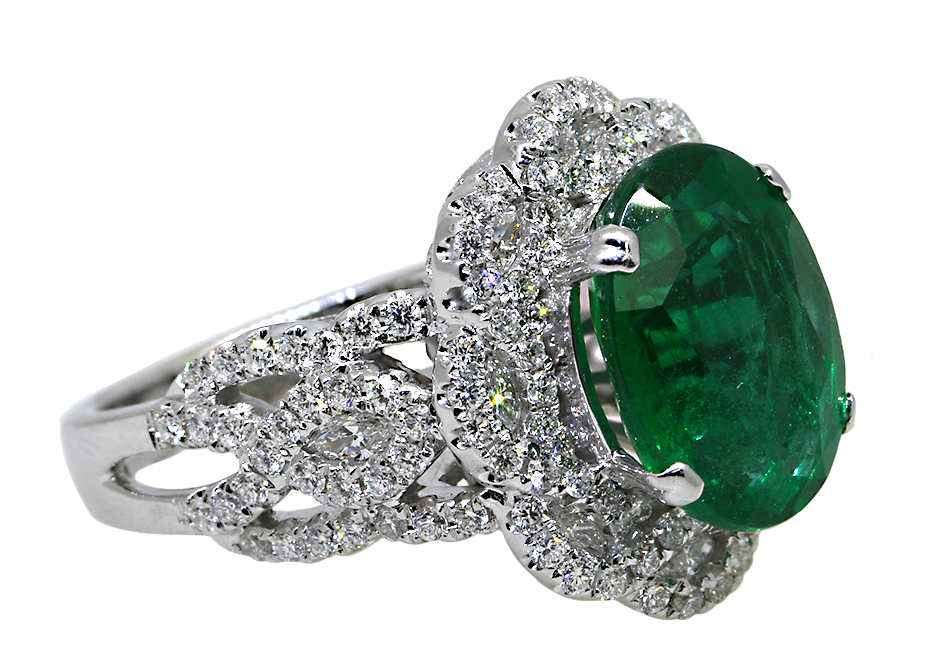 18KW Emerald & Diamond Ring
