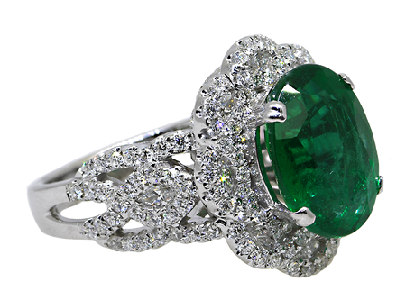 18KW Emerald & Diamond Ring
