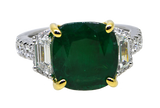 Platinum/18KY Emerald and Diamond Ring