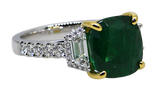 Platinum/18KY Emerald and Diamond Ring