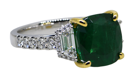 Platinum/18KY Emerald and Diamond Ring