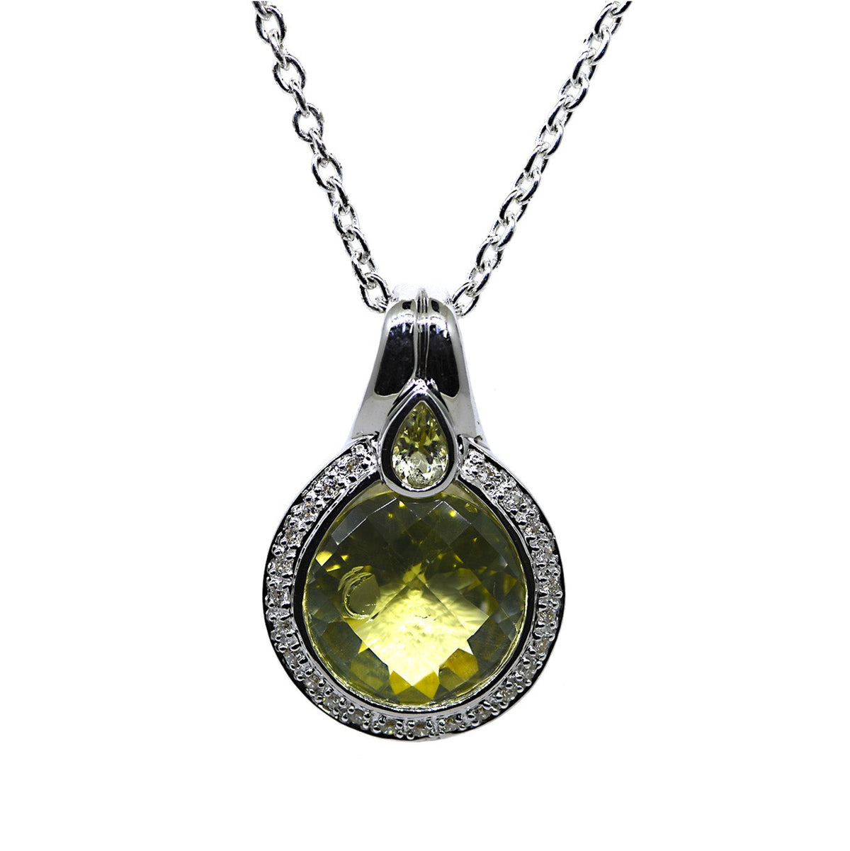 Lemon Citrine & Diamond Pendant