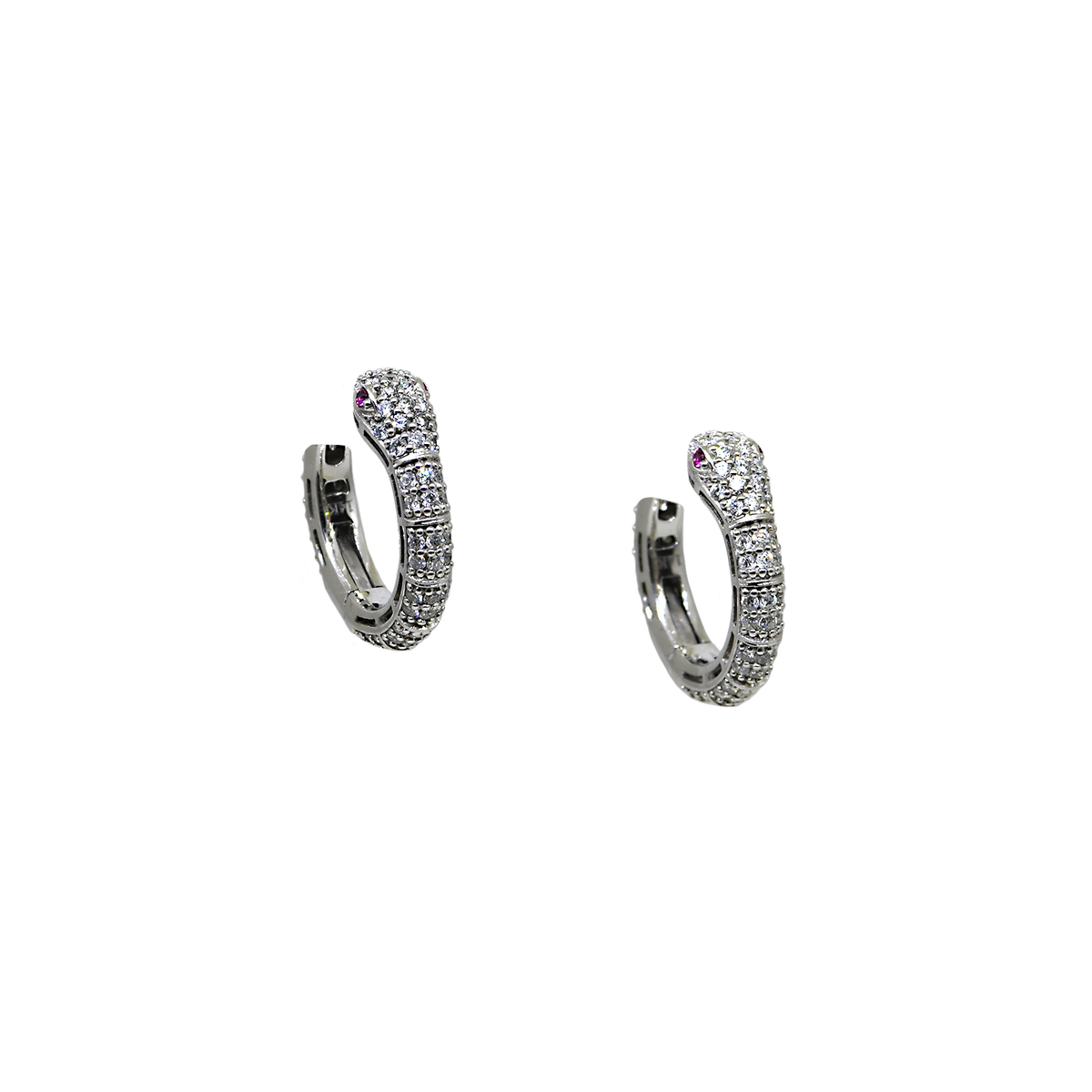 Pave Diamond Snake Hoop Earrings