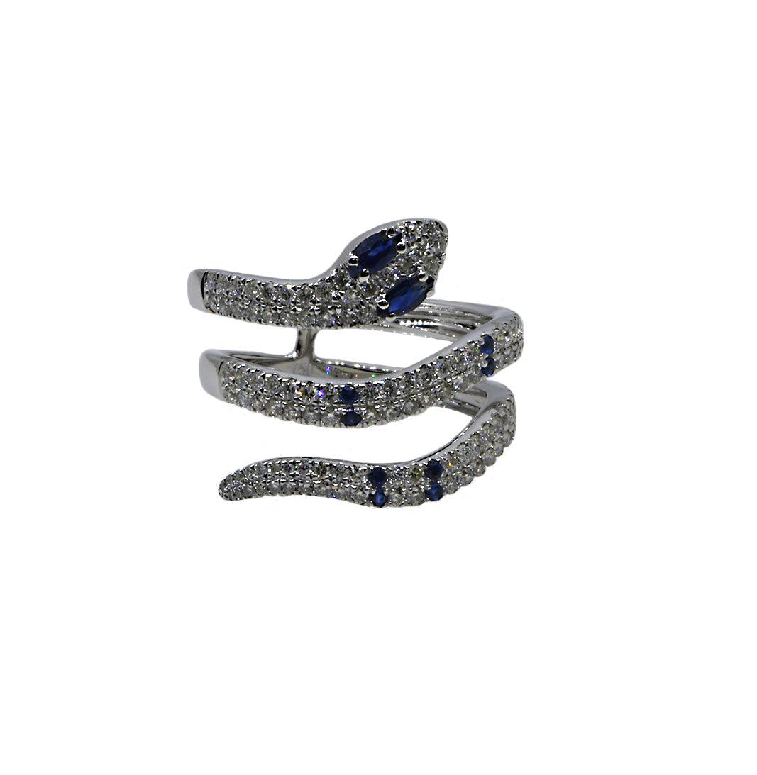 Sapphire and Diamond Snake Ring