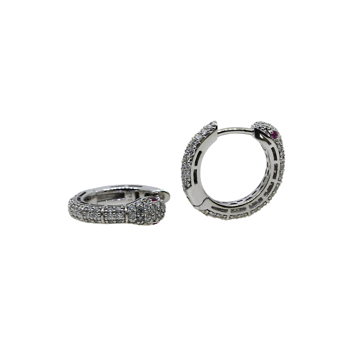 Pave Diamond Snake Hoop Earrings