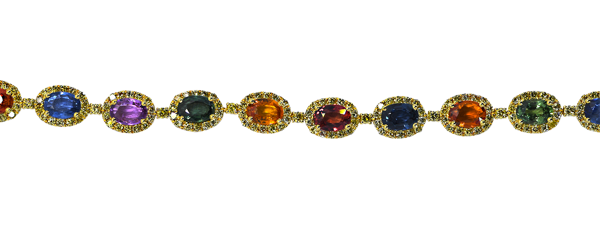 18KY Multi-Colored Sapphire and Diamond Bracelet