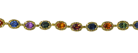 18KY Multi-Colored Sapphire and Diamond Bracelet