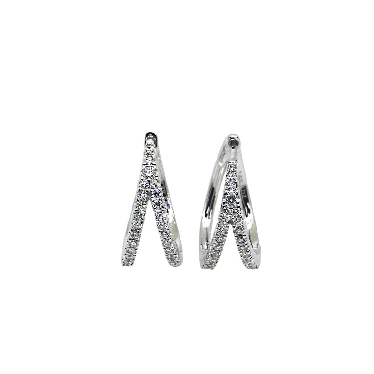 White Gold Diamond Double Hoop Earrings