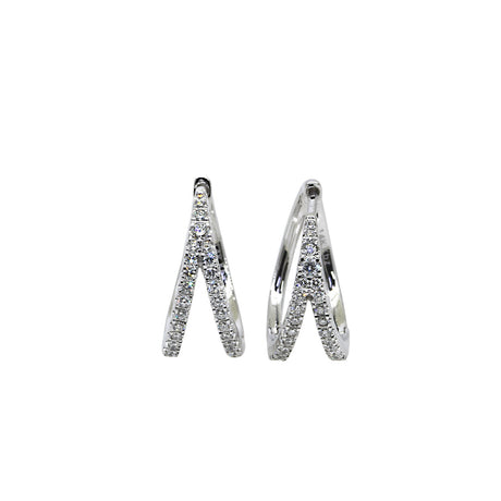 White Gold Diamond Double Hoop Earrings