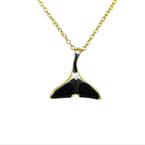 Reversible Whale Tail Pendant with Black Onyx and Lab Opal