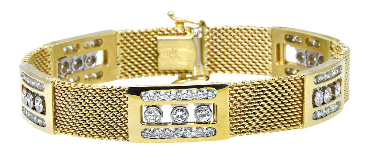 14KY Gents Bracelet with Sliding Diamonds