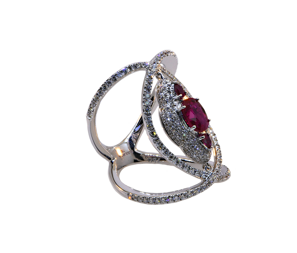 Fancy Ruby and Diamond Ring