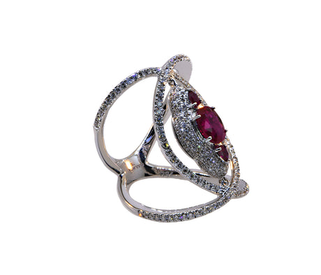 Fancy Ruby and Diamond Ring