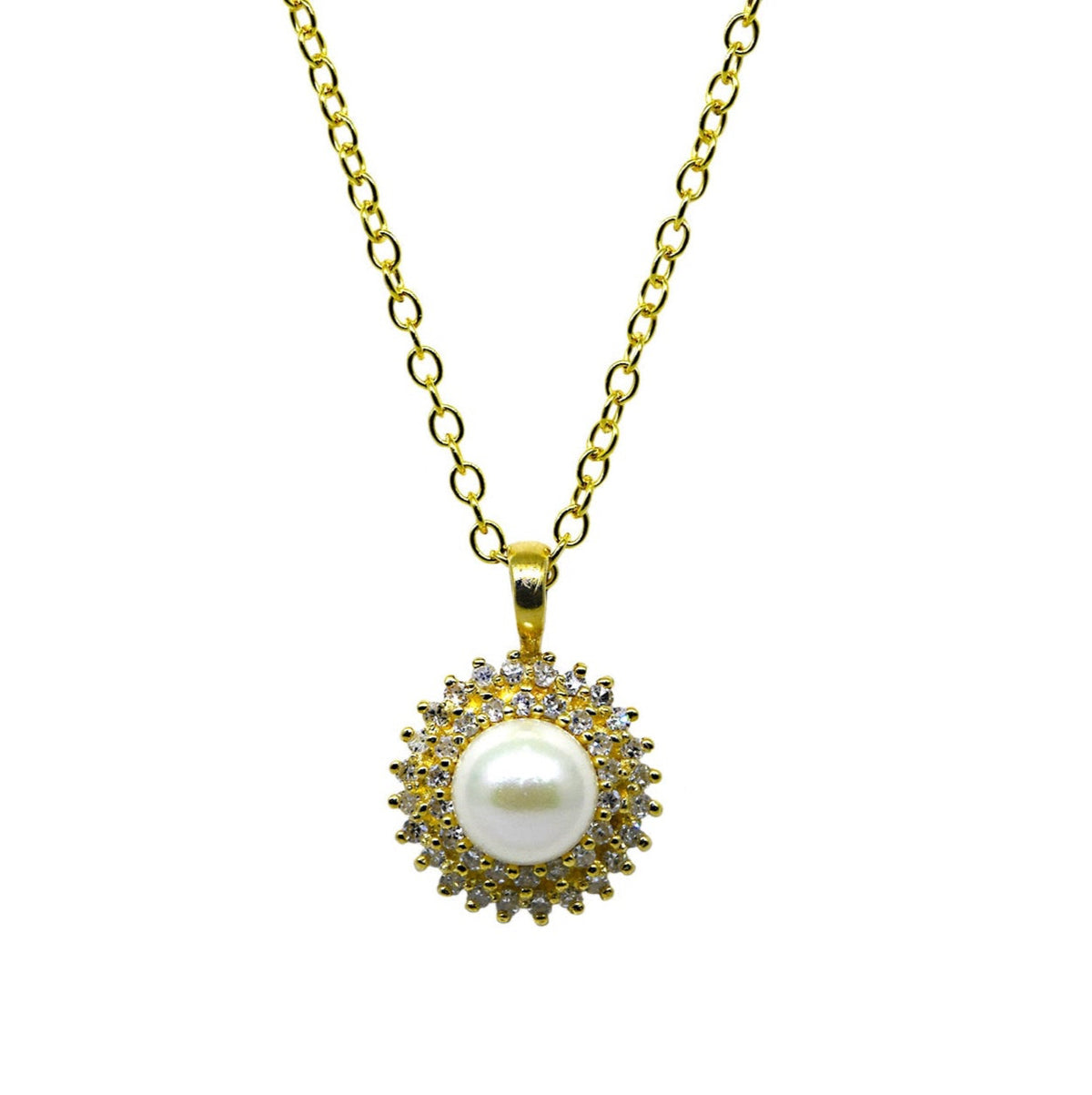 Yellow Gold Diamond & Pearl Pendant