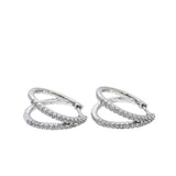White Gold Diamond Double Hoop Earrings