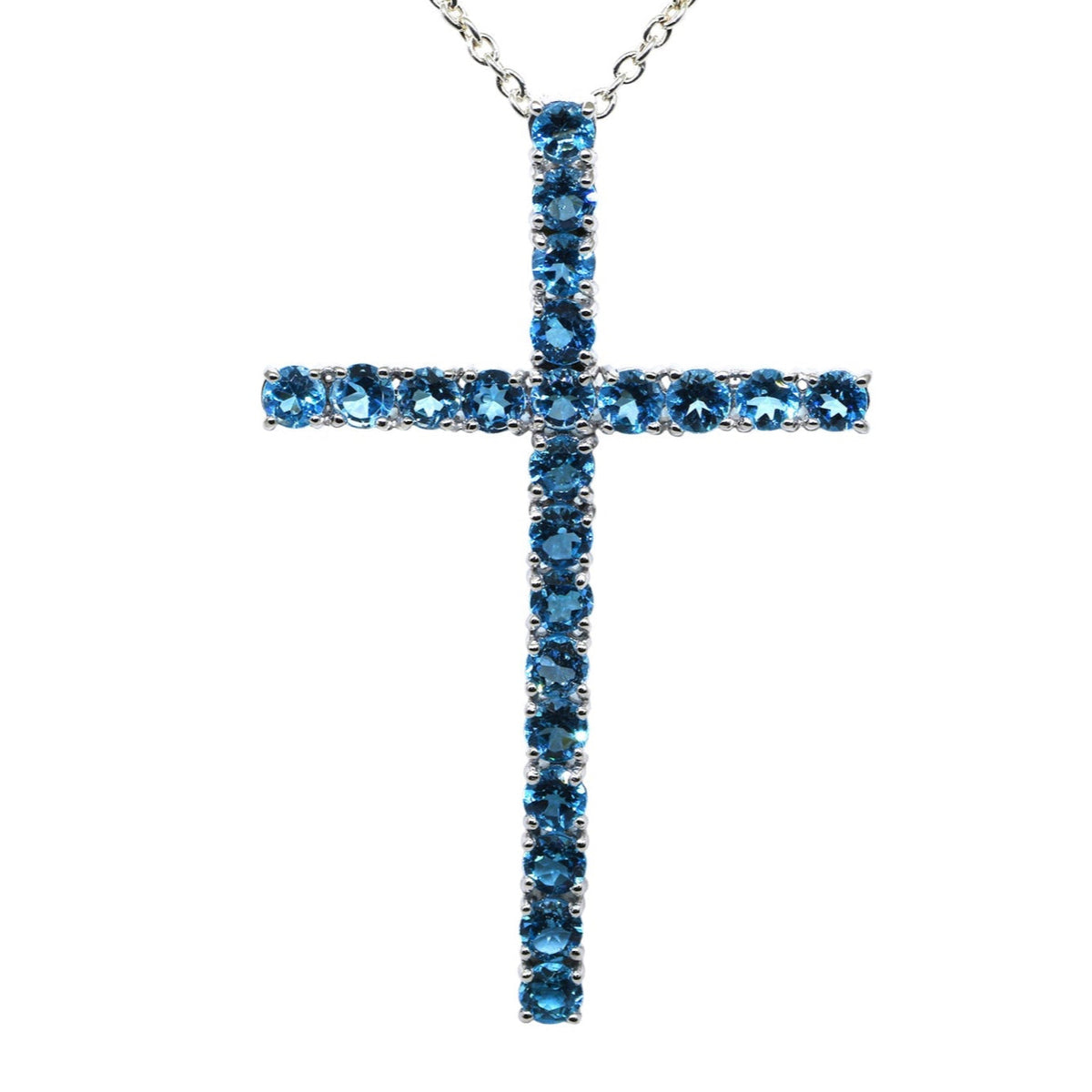Blue Topaz Cross Pendant