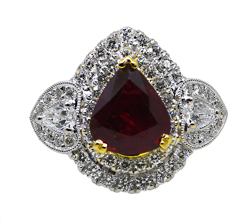 18KW/Y Ruby and Diamond Ring