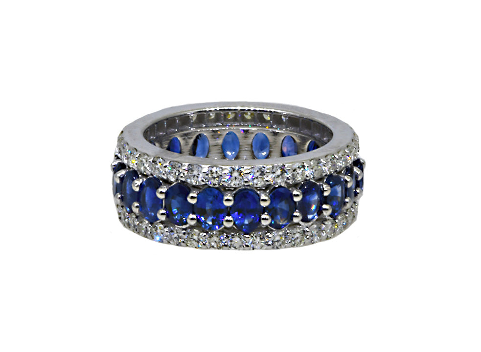 18KW Sapphire and Diamond Eternity Band