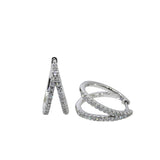 White Gold Diamond Double Hoop Earrings