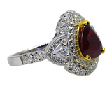 18KW/Y Ruby and Diamond Ring