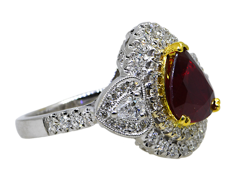18KW/Y Ruby and Diamond Ring