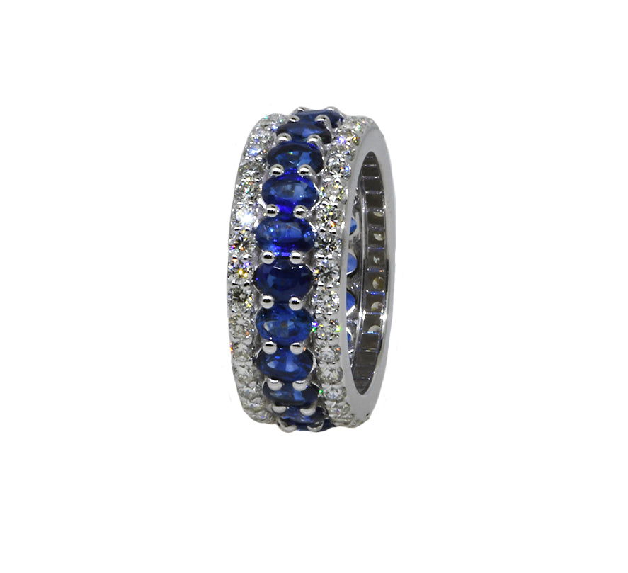 18KW Sapphire and Diamond Eternity Band