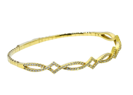 Woven Pattern Diamond Bangle Bracelet