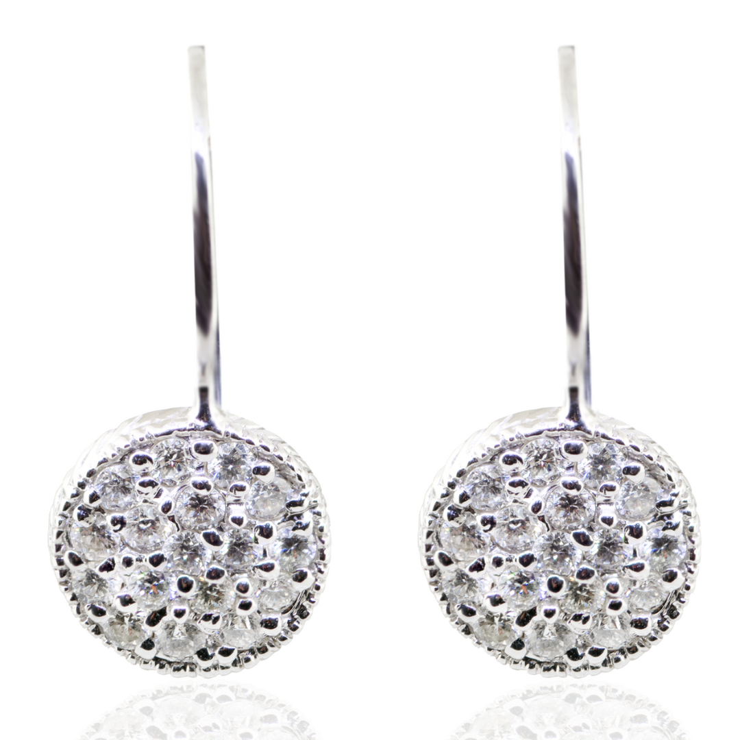 14KW 2.00 gm. Diamond Disk Dangle Earrings