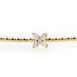 14KY 4.80 gm. Flexible Bangle Bracelet w/ 3 Diamond Flower Sections