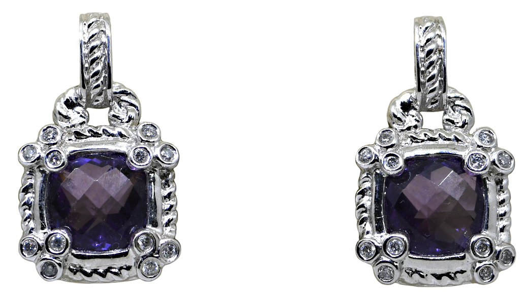 14KW Amethyst and Diamond Earrings
