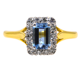 18K Platinum Aquamarine & Diamond Ring