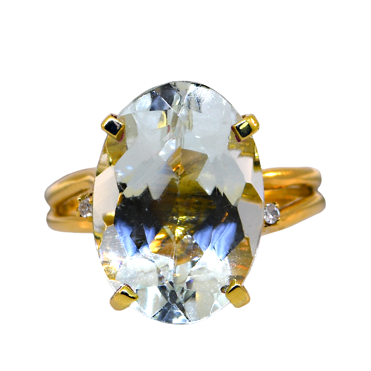 18KY Aquamarine and Diamond Ring