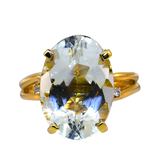18KY Aquamarine and Diamond Ring