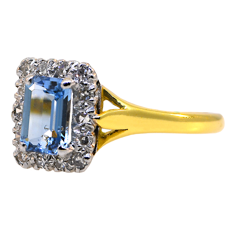 18K Platinum Aquamarine & Diamond Ring