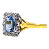18K Platinum Aquamarine & Diamond Ring