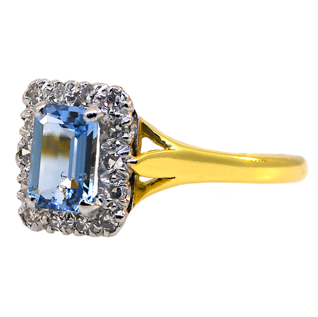18K Platinum Aquamarine & Diamond Ring
