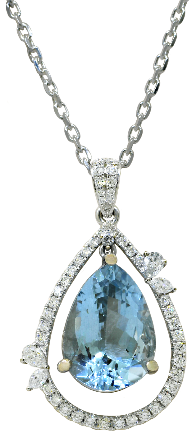 Aquamarine and Diamond Pendant