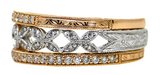 Three gold and silver bracelets on a white background