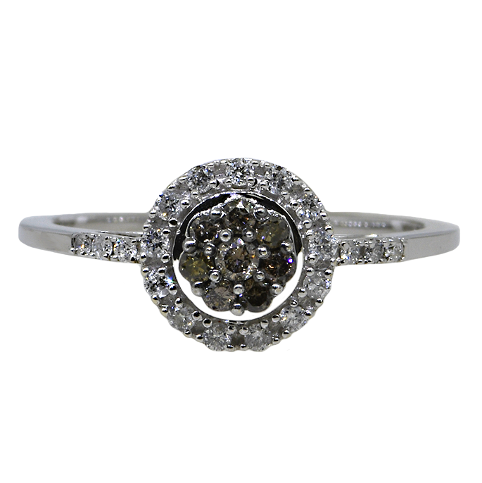 10KW White and Cognac Diamond Ring