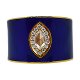 18KR Diamond Fashion Ring with Blue Enamel