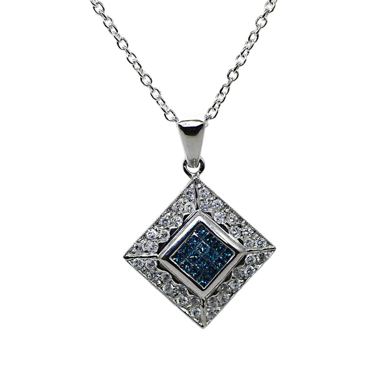 Blue and White Fancy Diamond Pendant