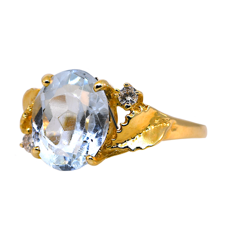 Blue Topaz & Diamond Ring (Estate)
