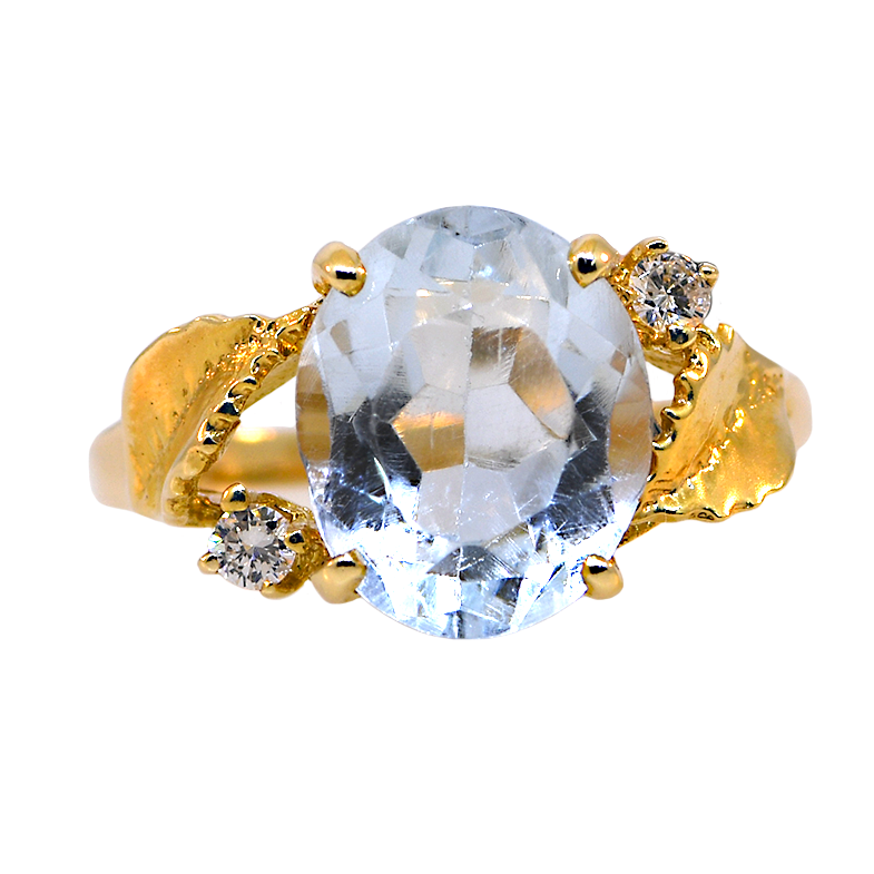 Blue Topaz & Diamond Ring (Estate)