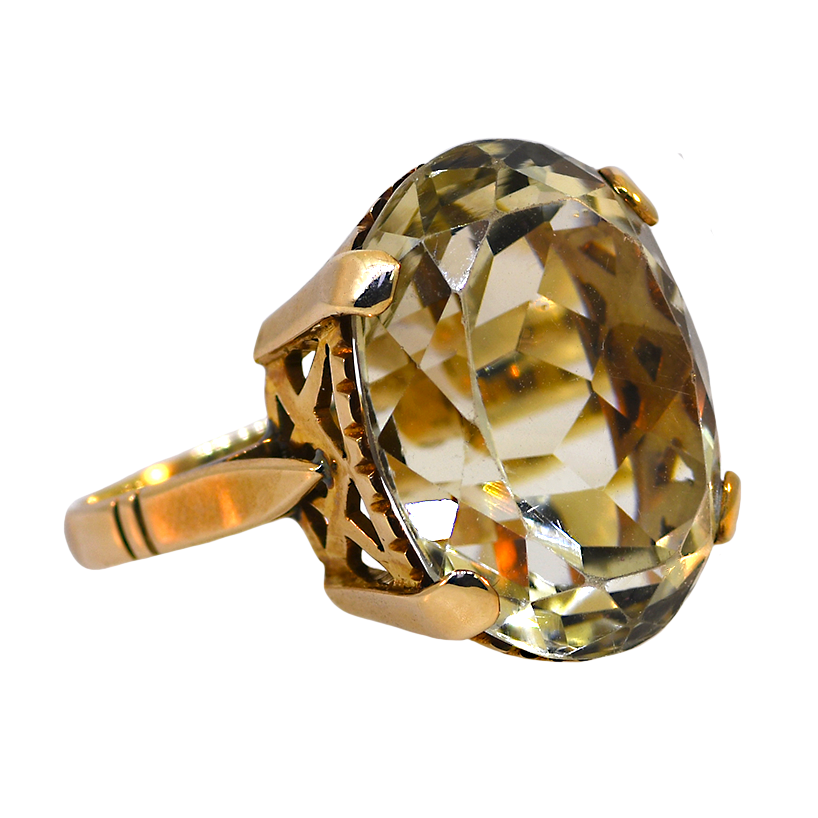 10KY Oval Citrine Ring